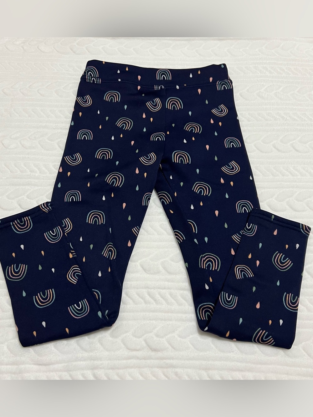 💗 Lily & Dan - Kids Navy Rainbow Print Fleece Leggings